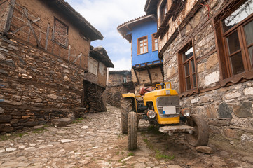 Fototapeta na wymiar narrow street view of 700 years old Ottoman village Cumalikizik