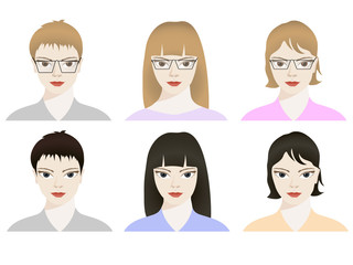 the girl's face in different variants