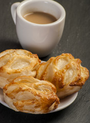 Bread Roll with cottage cheese filling and coffe