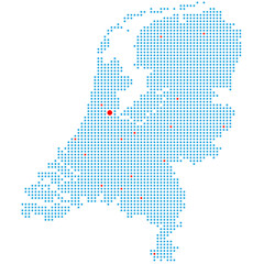 Fototapeta na wymiar Niederlande gepunktet (inkl. wichtiger Städte)