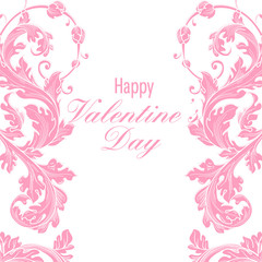 Valentines day greeting card with floral elements