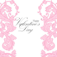 Valentines day greeting card with floral elements
