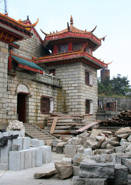 Reconstruction of Buddhist temple, Heng Mountains, Hunan, China