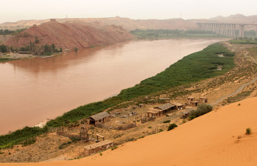 Yellow River (Huang He) in Shapotou, Ningxia, China
