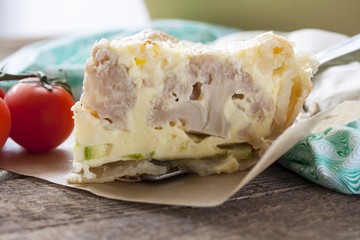 pie with cauliflower, zucchini and cheese