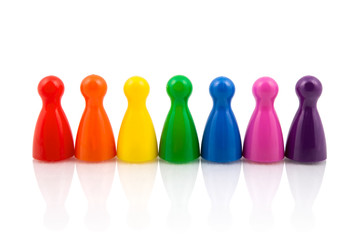 Pawns in rainbow colors