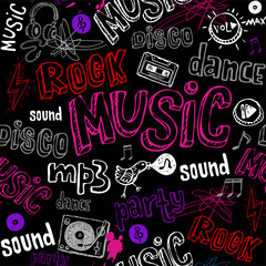 Fototapeta premium Black seamless music background.