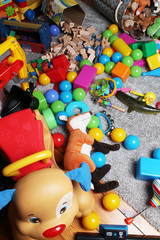 Fototapeta na wymiar mess made of toys in a children's room