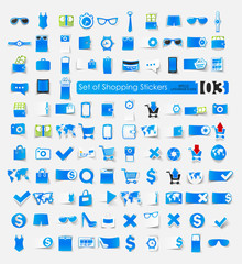 Set of shopping stickers