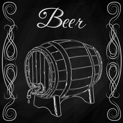 wooden barrel in style sketch