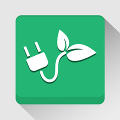 Ecology with electric plug icon great for any use. Vector EPS10.