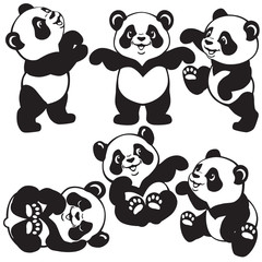 black and white set with cartoon panda © insima