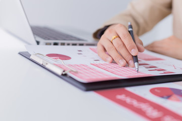 woman hand with business report