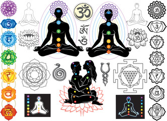 Chakras and esoteric symbols - obrazy, fototapety, plakaty