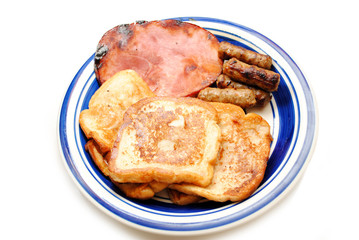 Served Breakfast of French Toast and Meats