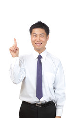 指差す／男性ビジネスマン