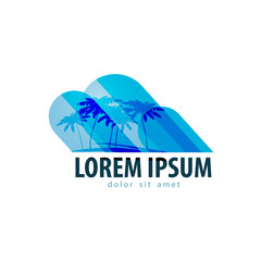 tropics logo design template. Palm trees or travel icon.