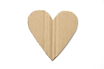 cardboard heart isolated on white background