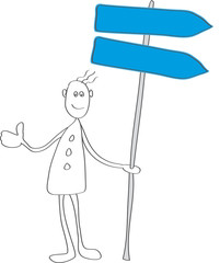 Mann mit Blankoschildern u. Daumen hoch, Vektor