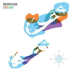 Fototapeta premium Abstract vector color map of Bermuda