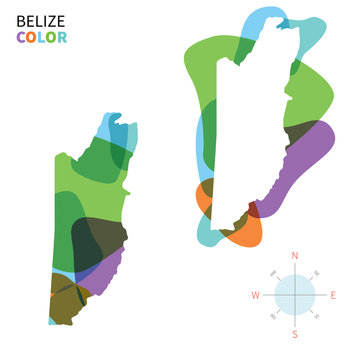 Abstract vector color map of Belize