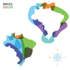 Abstract vector color map of Brazil