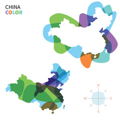 Abstract vector color map of China