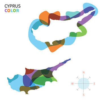 Abstract vector color map of Cyprus