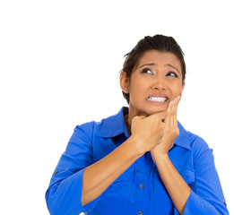 woman with sensitive tooth ache crown problem about to cry