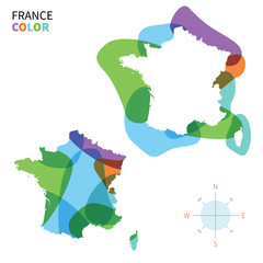 Abstract vector color map of France