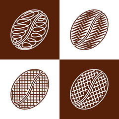 Set of hand drawn coffee beans