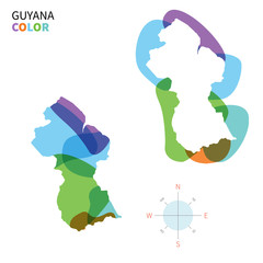 Abstract vector color map of Guyana