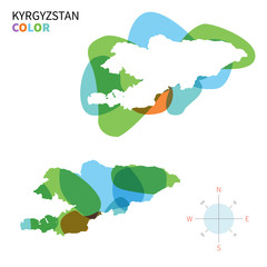 Abstract vector color map of Kyrgyzstan