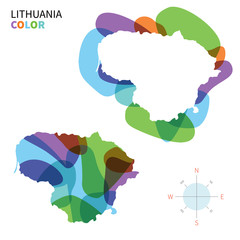 Abstract vector color map of Lithuania
