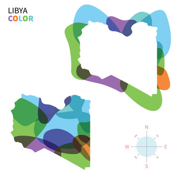 Abstract vector color map of Libya