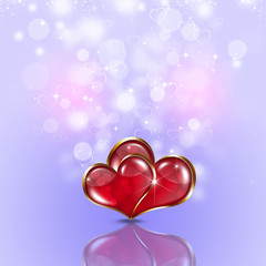Two Hearts Bright Holiday Background
