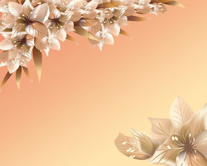 Background with beige flowers .