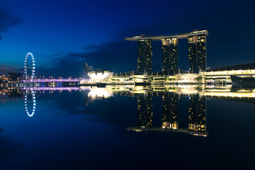 Marina Bay area at night, Singapore.