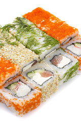 Sushi set on white background
