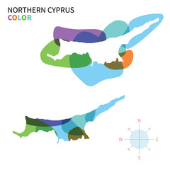 Abstract vector color map of Northern Cyprus