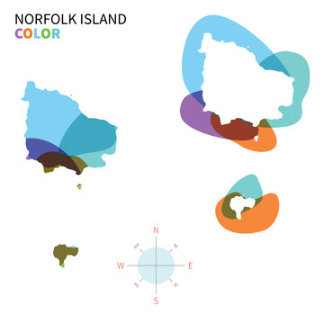 Abstract vector color map of Norfolk Island