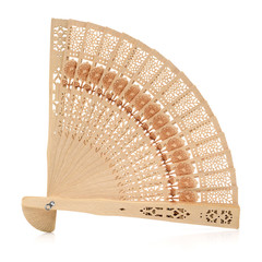 Sandal wood fan isolate on white