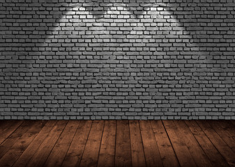 Raum Backstein beleuchtet 3x