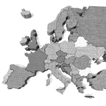 Mappa Europa 3D con materiali mattoni grigio