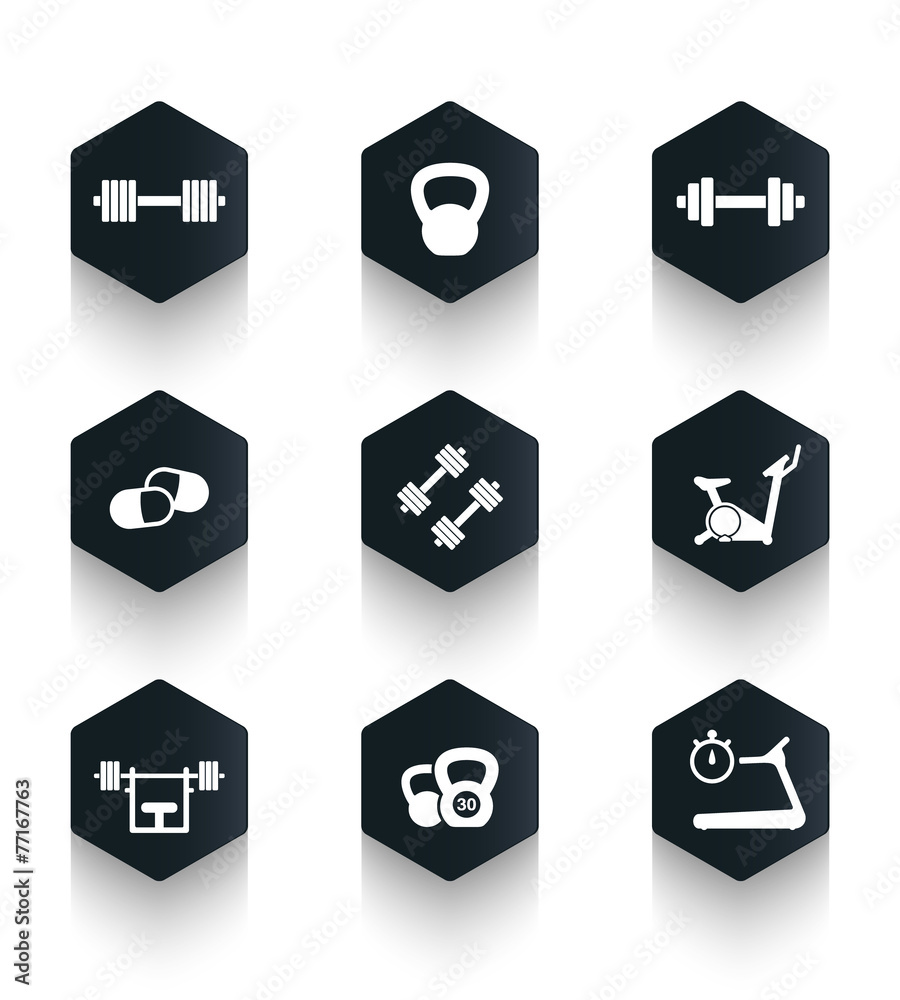 Canvas Prints Gym trendy dark hexagonal icons vector illustration, eps10