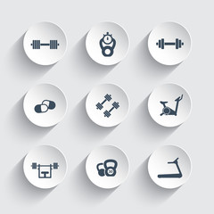 Gym trendy round icons vector illustration, eps10