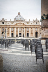 Naklejka premium Preparation for the general audience in St Peter's square at the