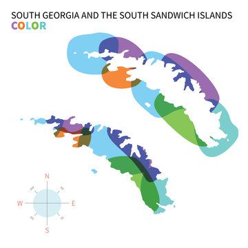 Abstract vector color map of South Georgia and Sandwich Islands