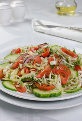 Cabbage salad with cucumber and tomatoes