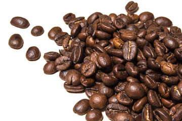 a handful of coffee beans